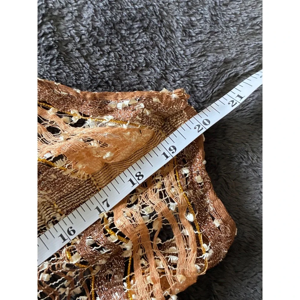 Womens Metallic Gold Copper Brown Multi Strand Knit Infinity Scarf Loop Rayon